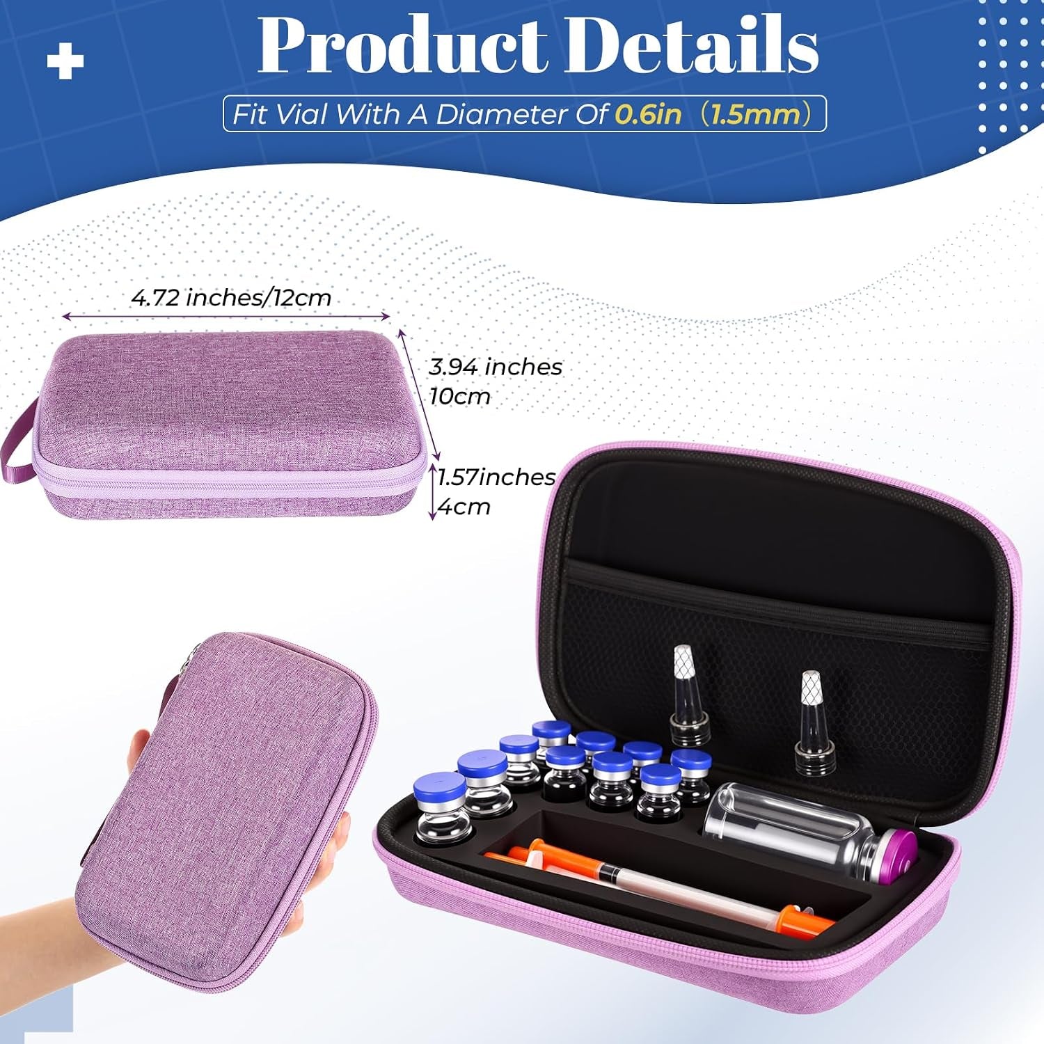 Peptide Case, Bac Water for Peptides, Glp1, Peptide Case for Fridge, 3Ml Vial Storage Cases, Insulin Vial Holder, Fridge Freezer Travel, Only Box(Purple,Classic,8X3Ml+2X10Ml+1X30Ml)