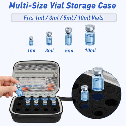 3/5/10ML Peptide Case – 15-Slot Peptide Organizer with Mesh Pocket, Fits 3Ml 5Ml and 10Ml Vials Bottles, Peptide Storage Case for Fridge (Bag Only)
