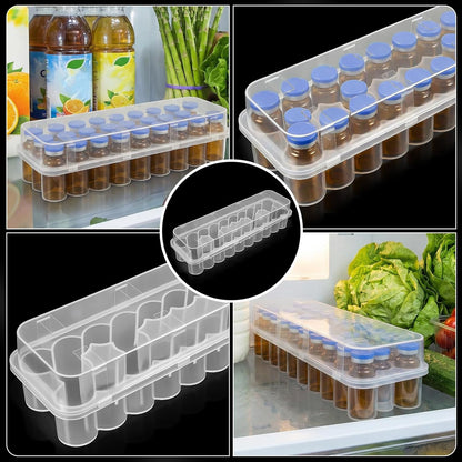 3 Pack Peptide Case for Fridge 24 Slot 3Ml Vials Organizer Stackable Vial Storage Case Insulin Bottle Holder Set Transparent Vial Holder for Refrigerator Organizer Solution Travel Home Portable