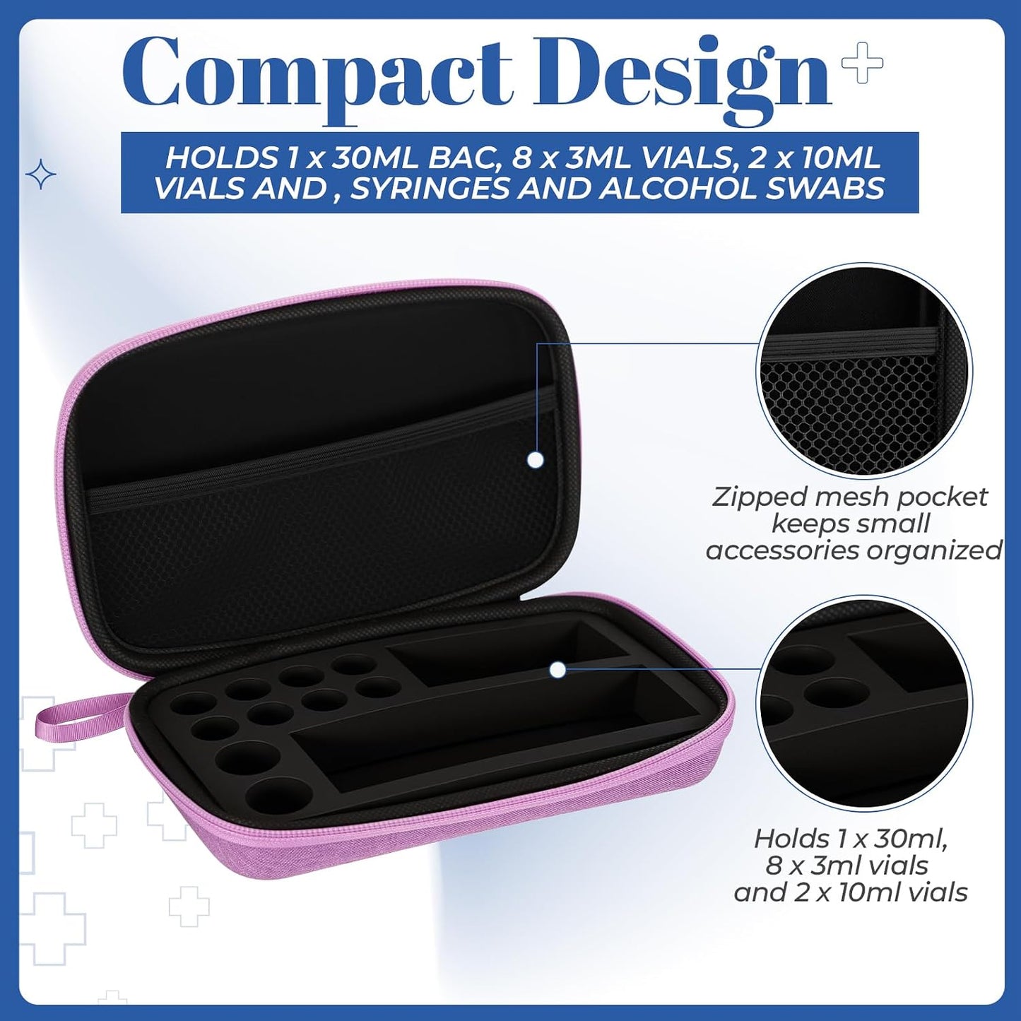 Peptide Case, Bac Water for Peptides, Glp1, Peptide Case for Fridge, 3Ml Vial Storage Cases, Insulin Vial Holder, Fridge Freezer Travel, Only Box(Purple,Classic,8X3Ml+2X10Ml+1X30Ml)