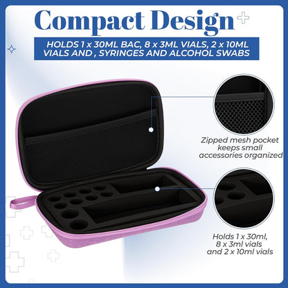 Peptide Case, Bac Water for Peptides, Glp1, Peptide Case for Fridge, 3Ml Vial Storage Cases, Insulin Vial Holder, Fridge Freezer Travel, Only Box(Purple,Classic,8X3Ml+2X10Ml+1X30Ml)