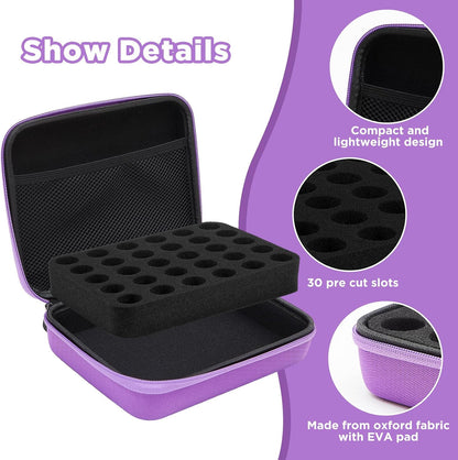30 Slots Insulin Peptide Fridge Carrying Case Vial Holder Storage Protector Bag, Fits Standard 10Ml Vials, Insulin Cooler Travel Kits Case Organizer Diabetes Protector(Purple)