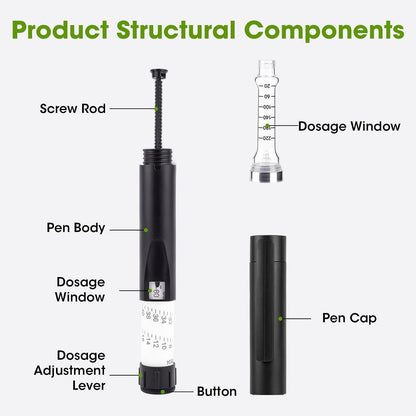 60 Unit Reusable V2 Peptide Pen Injector with 2PCS 3Ml Cartridges | Universal Compatibility Metal Pens for Home, Work, Outdoor Activities