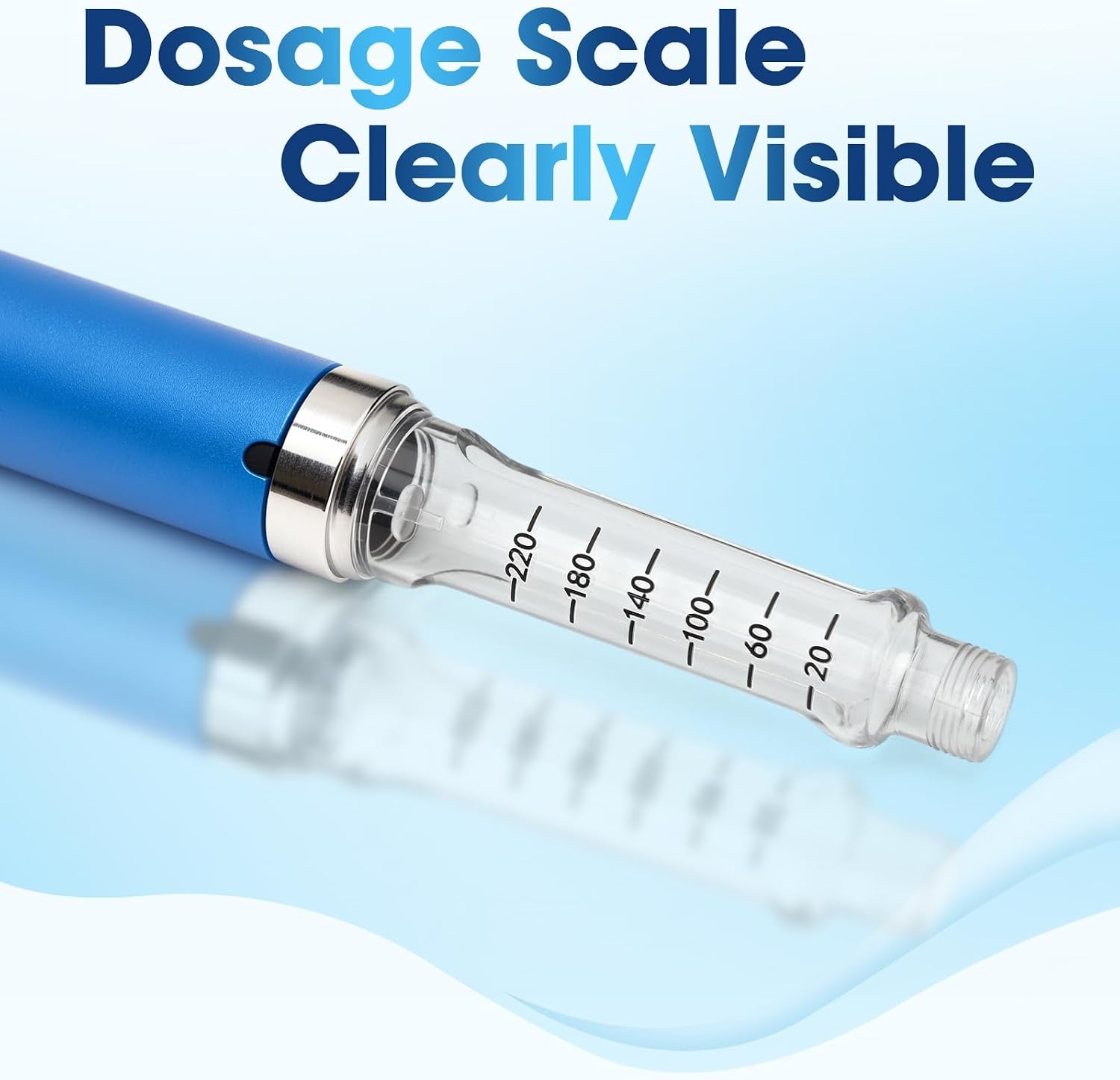 60 Unit Peptide Pen Injector with Protect Case and 2Pcs 3Ml Cartridges | Blue Reusable Metal Research Injection Pen, Precision Dose Adjustment
