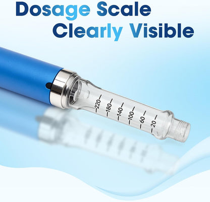 60 Unit Peptide Pen Injector with Protect Case and 2Pcs 3Ml Cartridges | Blue Reusable Metal Research Injection Pen, Precision Dose Adjustment