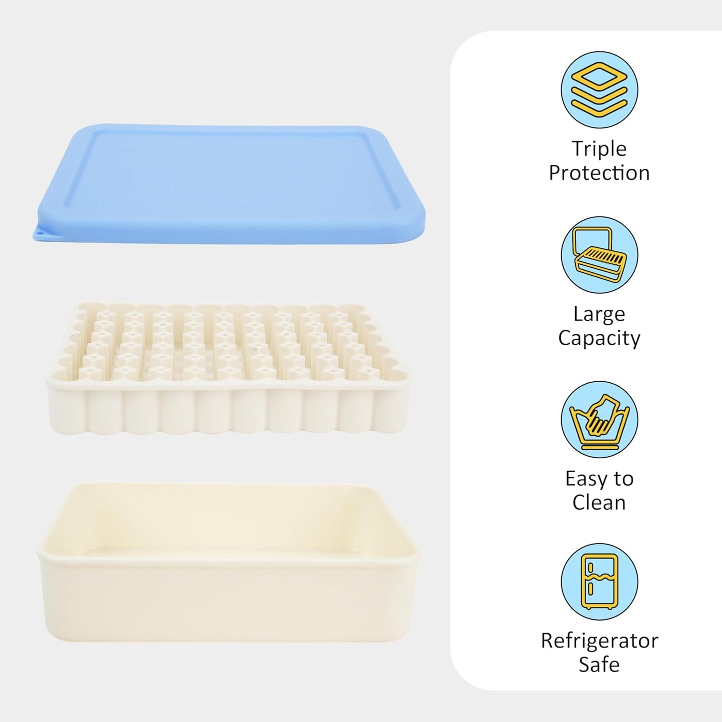 3Ml Vial Peptide Storage Case, 70-Slot Hard Shell Peptide & Insulin Vial Holder with Soft Insert & Silicone Lid - Freezer & Refrigerator Safe, Compact for Home & Travel (Case Only)