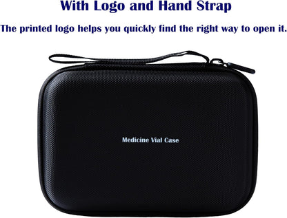 40 Slots, Peptide Case 3Ml for Fridge, Fits 1-3Ml Vial Storage for Peptide, Insulin, GLP-1 Etc,With Hand Strap and Logo,Black, Case Only