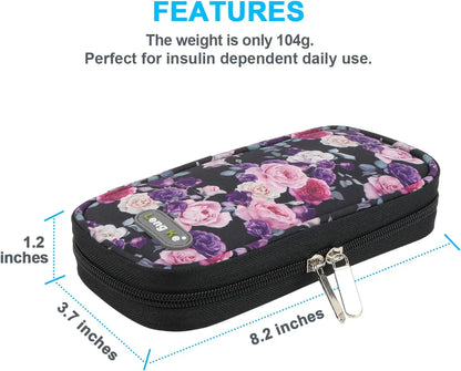 Insulin Cooler Travel Case with 2 TSA Approved Ice Packs - Insulin Pen Cooler Case, Suitable for Diabetic Insulin Bag, Medication for Peptide Case(Purple Pink Rose)