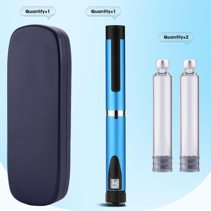 60 Unit Peptide Pen Injector with Protect Case and 2Pcs 3Ml Cartridges | Blue Reusable Metal Research Injection Pen, Precision Dose Adjustment