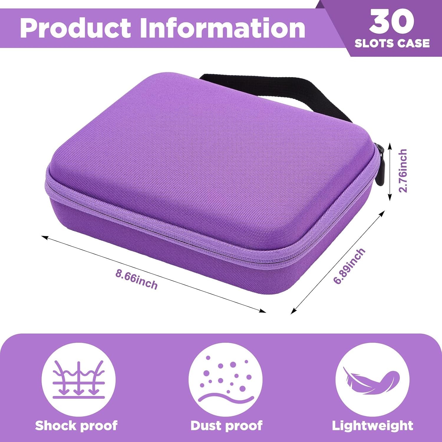 30 Slots Insulin Peptide Fridge Carrying Case Vial Holder Storage Protector Bag, Fits Standard 10Ml Vials, Insulin Cooler Travel Kits Case Organizer Diabetes Protector(Purple)