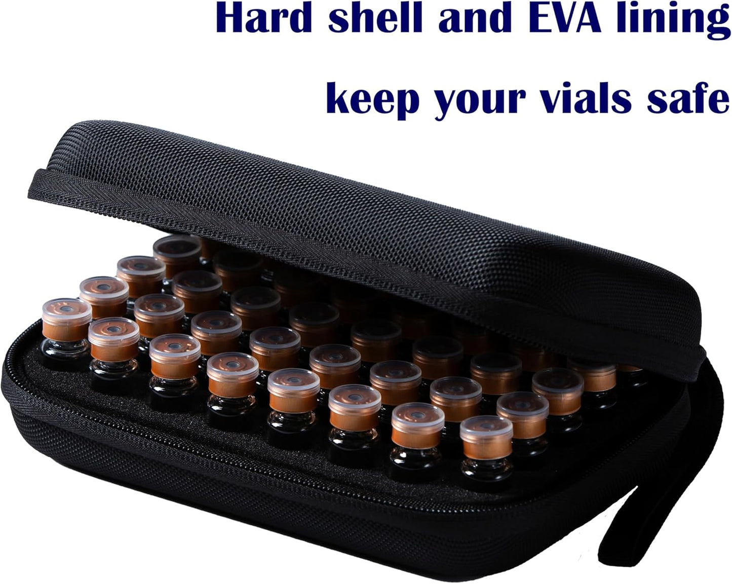 40 Slots, Peptide Case 3Ml for Fridge, Fits 1-3Ml Vial Storage for Peptide, Insulin, GLP-1 Etc,With Hand Strap and Logo,Black, Case Only