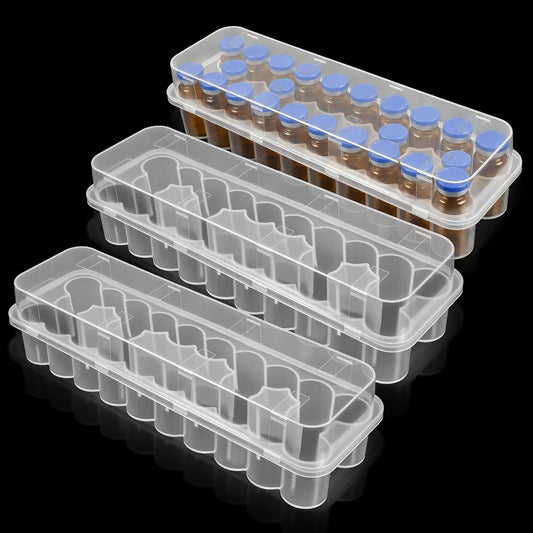 3 Pack Peptide Case for Fridge 24 Slot 3Ml Vials Organizer Stackable Vial Storage Case Insulin Bottle Holder Set Transparent Vial Holder for Refrigerator Organizer Solution Travel Home Portable