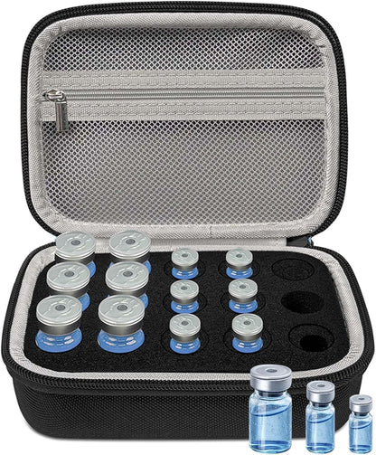3/5/10ML Peptide Case – 15-Slot Peptide Organizer with Mesh Pocket, Fits 3Ml 5Ml and 10Ml Vials Bottles, Peptide Storage Case for Fridge (Bag Only)