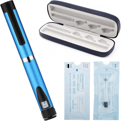 60 Unit Peptide Pen Injector with Protect Case and 2Pcs 3Ml Cartridges | Blue Reusable Metal Research Injection Pen, Precision Dose Adjustment