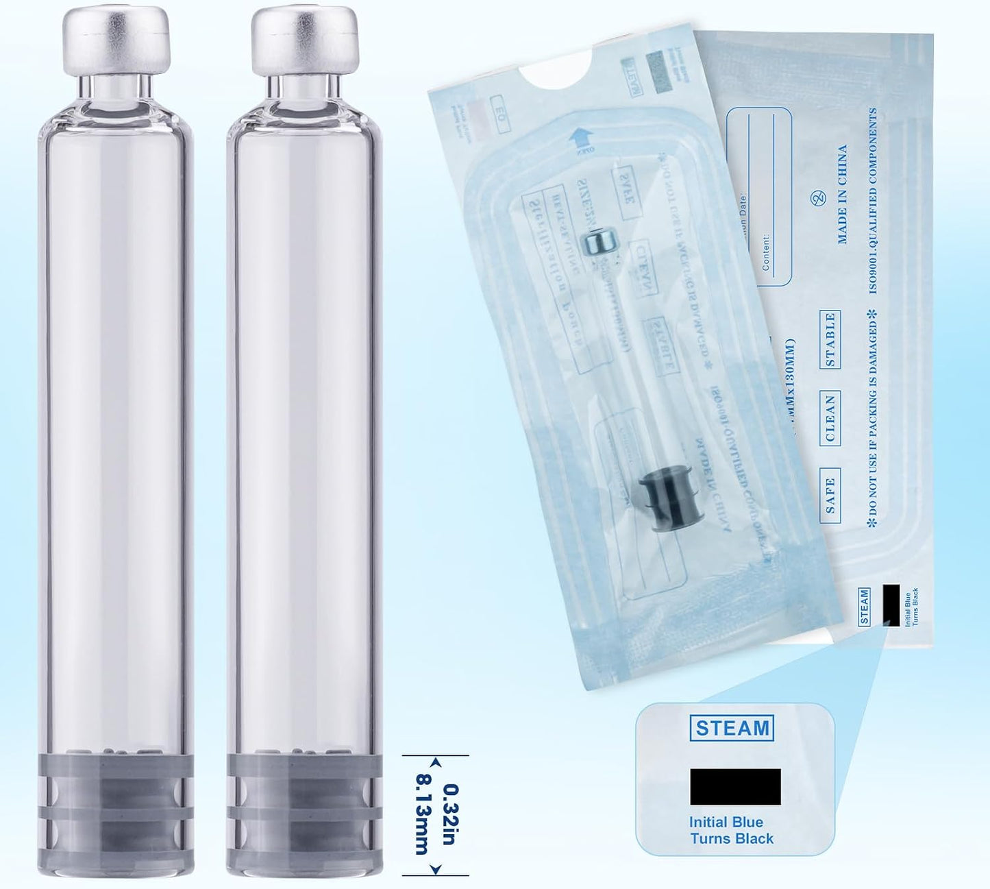 60 Unit Peptide Pen Injector with Protect Case and 2Pcs 3Ml Cartridges | Blue Reusable Metal Research Injection Pen, Precision Dose Adjustment